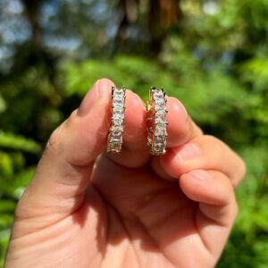 18K Gold Plated Stainless Steel Diamond Hoop Earrings